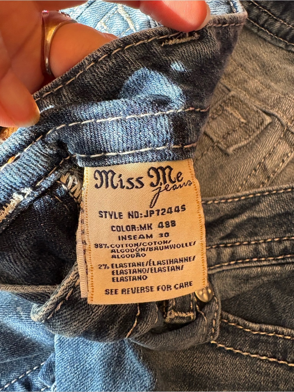 Miss Me Jeans Size 26 Signature Skinny Embellished Rhinestone Sequin Y2K Denim - Picture 7 of 8